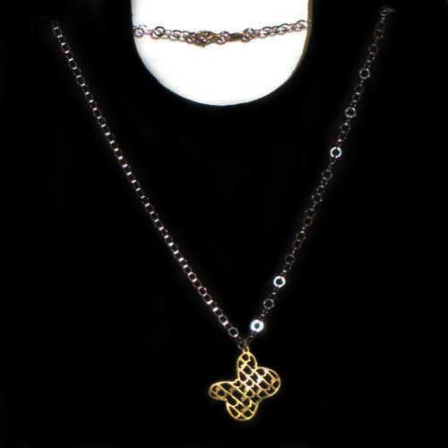 Imagen gargantilla plata flor vicolor dorado/plateado